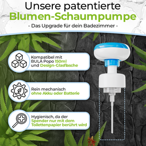 BULA Popo Blumen-Schaumpumpe inkl. selbstklebende Halterung (OHNE NOTWENDIGE BULA POPO SCHAUM 150 ml FLASCHE)